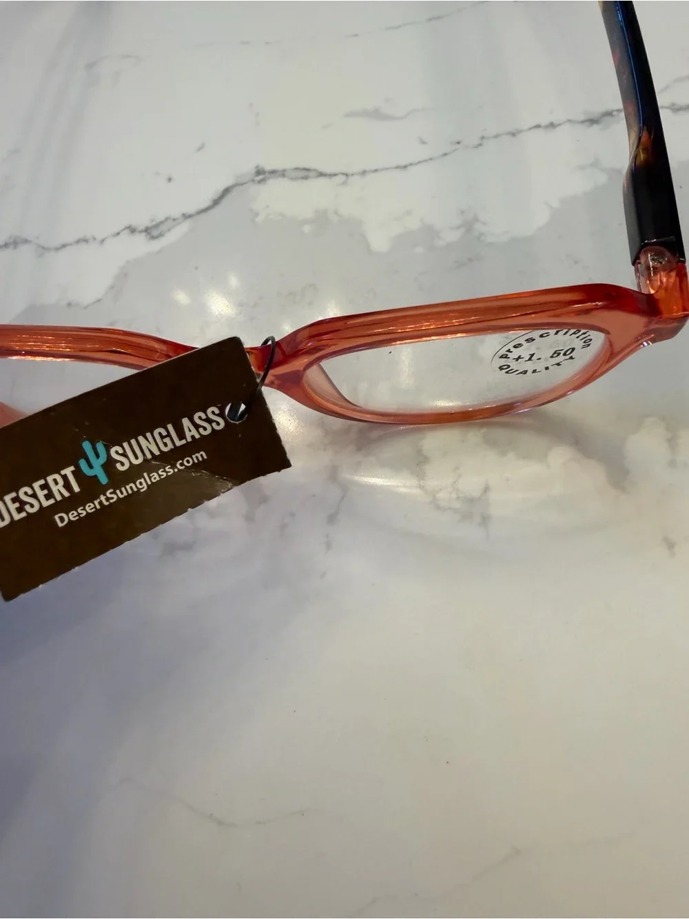 Orange Tortoise Transparent Oval Reading Glasses